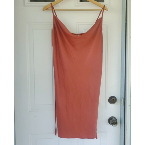 NWT Maurices Copper Drape Neck Mini Dress Waist Tie Spaghetti Women's Size Large - Picture 2 of 8